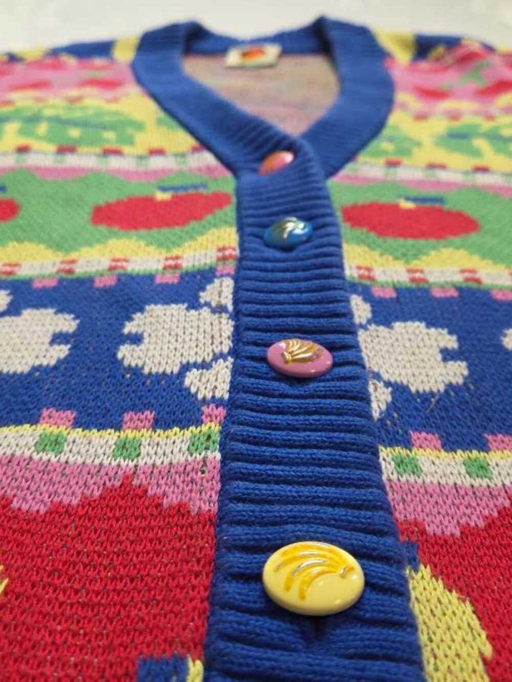 XS Farm Rio Anthropologie Sweet Orchard fruit knit cardigan oversized sweater #3 - Picture 5 of 11